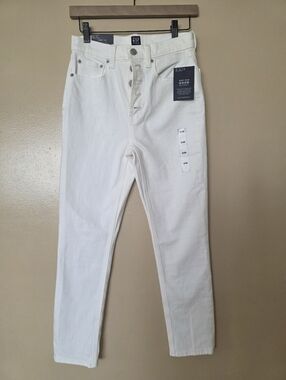 GAP Cigarette White Denim Jeans 2/26 Slim Straight Ankle Cotton Clean Girl NWT